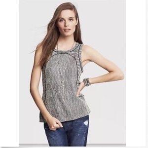 Banana Republic Size 10 Piped Tweed Blouse